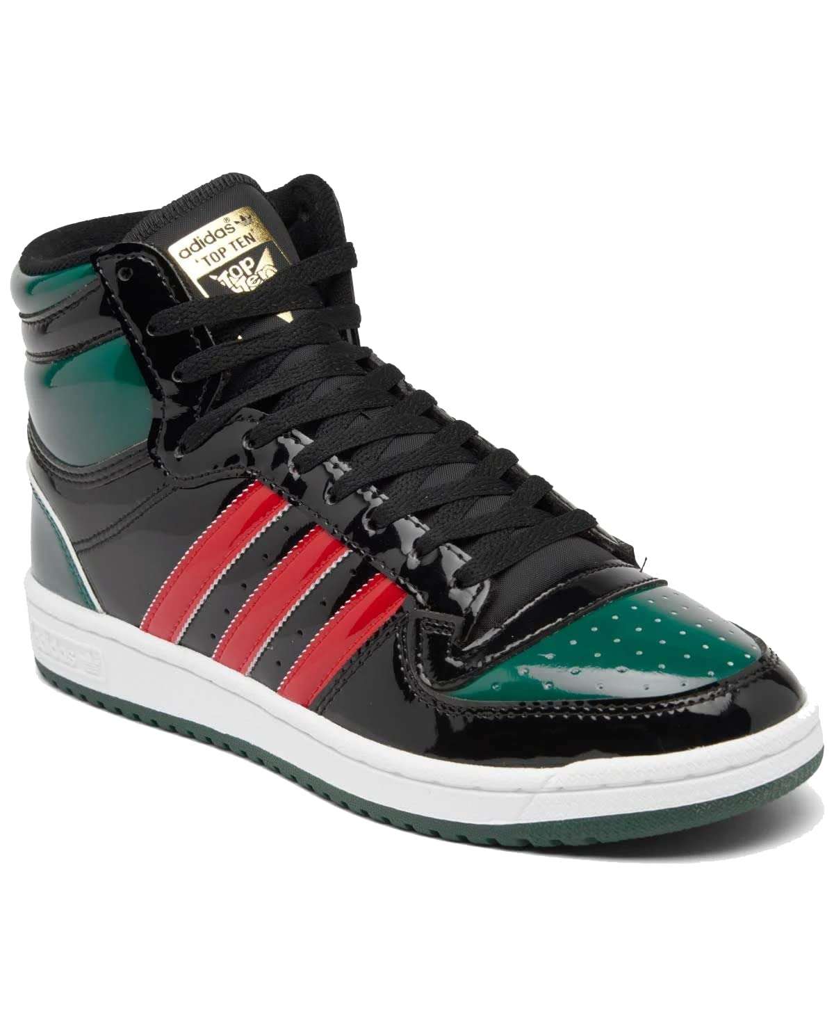 adidas Originals Men's Top Ten Hi Basketball Shoes, Green/Black/Scarlet, 10.5 1