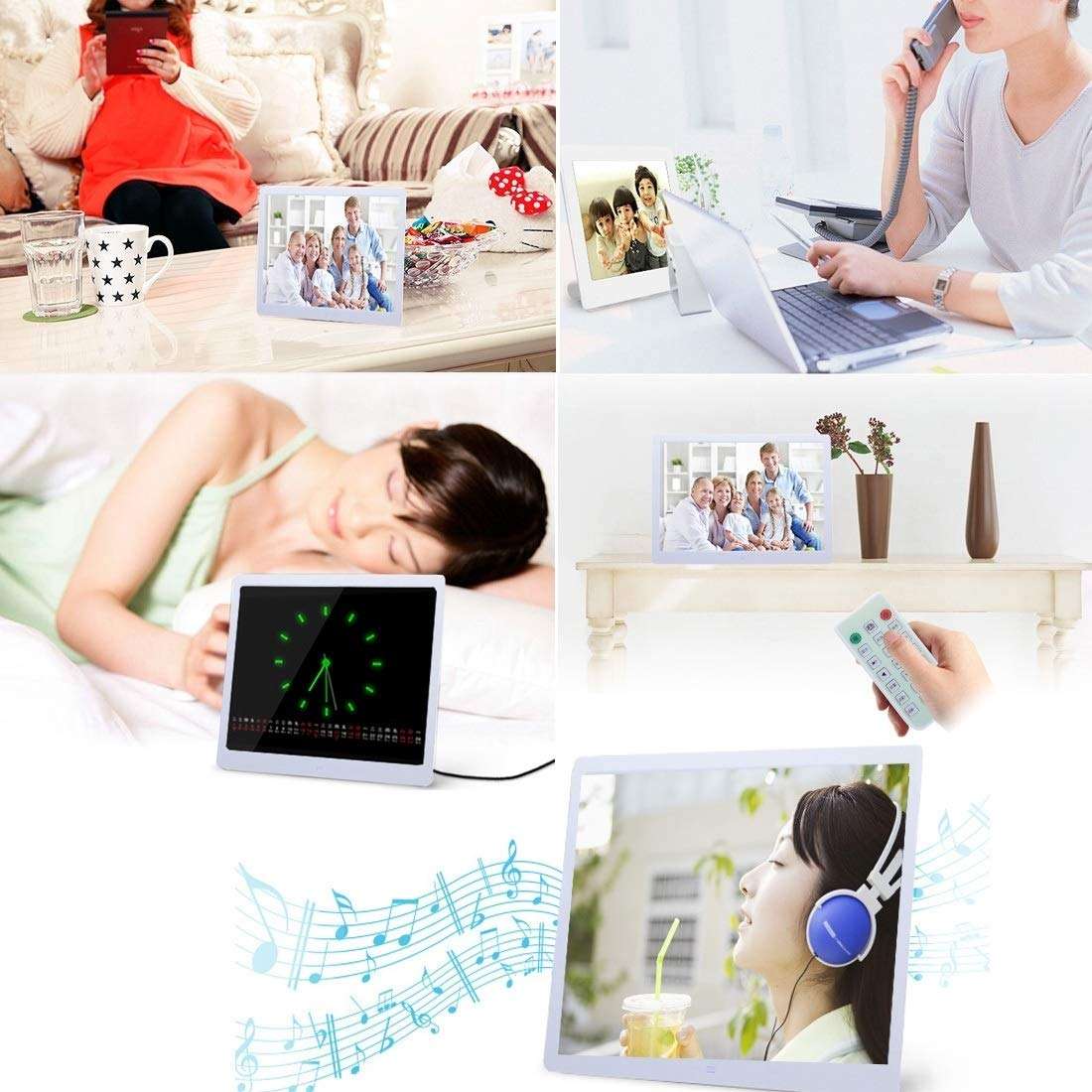 Keke Clothing Store Support SD/MS/MMC Card and USB(Black), Allwinner F16, 13 inch LED Display Digital Photo Frame with Holder & Removed Control (Color : White) 6