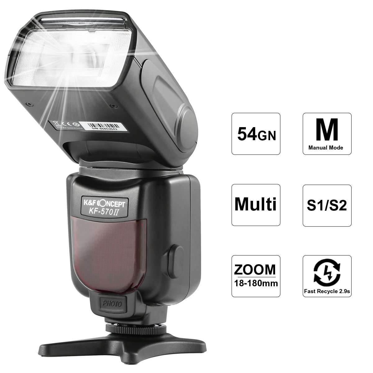 Macro Ring Light Flash, K&F Concept KF-150 E-TTL Speedlite LCD Display and Wireless Slave Function with 6pcs Adapter Rings Compatible with Canon DSLR Cameras 2