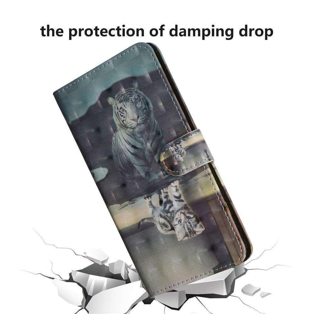 Galaxy J7 2018 Case,Galaxy J7 Refine Case,Galaxy J7 Star Case,Galaxy J7 V J7V 2nd Gen Case, Maoerdo 3D Painted Design Wrist Strap Wallet Case Cover for Samsung Galaxy J7 2018 - Cat Tiger 4