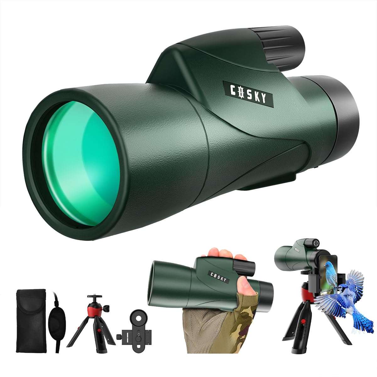 Gosky 12x55 HD Monocular Telescope with BAK4 Prism & FMC Lens, Lightweight with Smartphone Adapter - For Bird Watching, Hunting, Hiking, Traveling 1