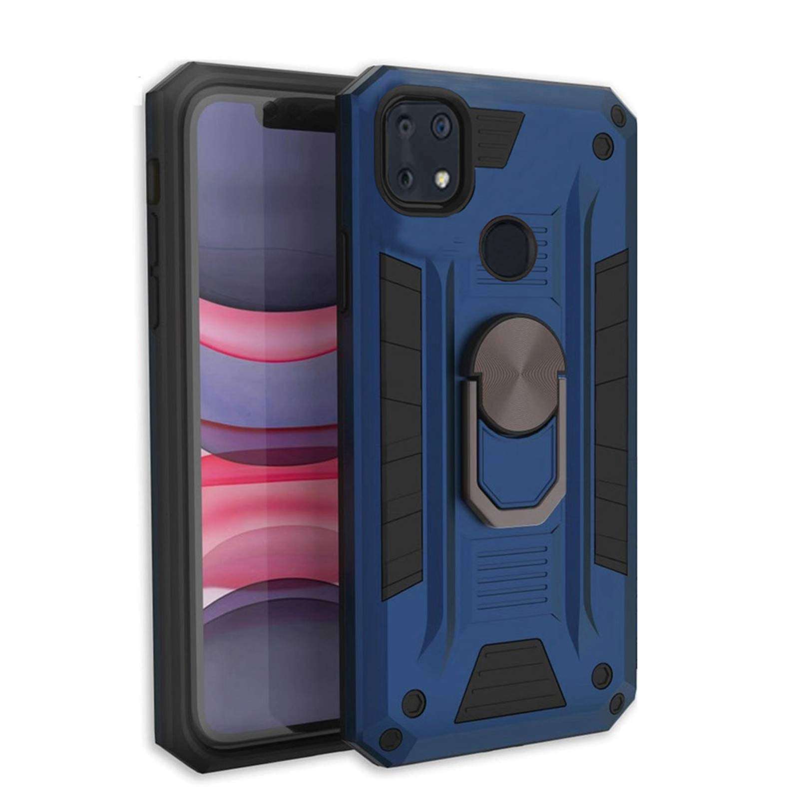 DAMONDY for ZTE Zmax 10 Case,ZTE-Z6250 Cases,Military Grade Heavy Duty Dual Layer Kickstand 360 Ring Holder for Women Girls,Defender Hybrid Hard Cover Phone Rugged for Z6250 -Blue 1