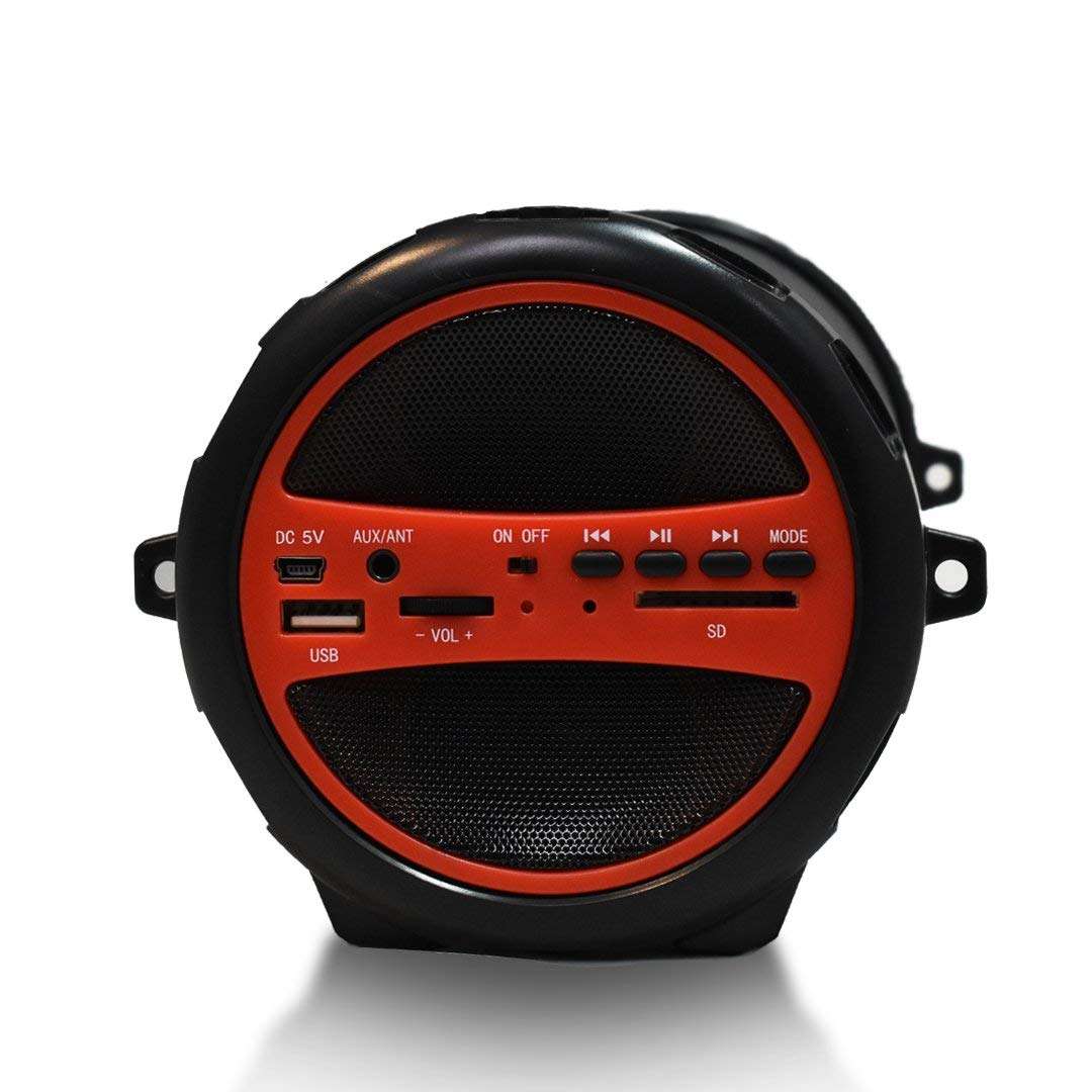 Axess SPBT1031 Portable Bluetooth Indoor/Outdoor 2.1 Hi-Fi Cylinder Loud Speaker with Built-in 3" Sub and SD Card, USB, AUX Inputs in Red 2