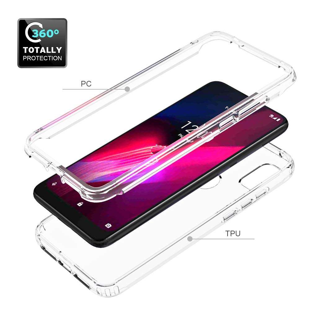 Dzxouui for T-Mobile Revvl 4 Case,TCL Revvl 4 Case,Heavy Duty 2 in 1 Shockproof Bumper Hybrid Back Clear TPU Protection Cover Phone Cases for T-Mobile Revvl 4(Clear/Purple) 3