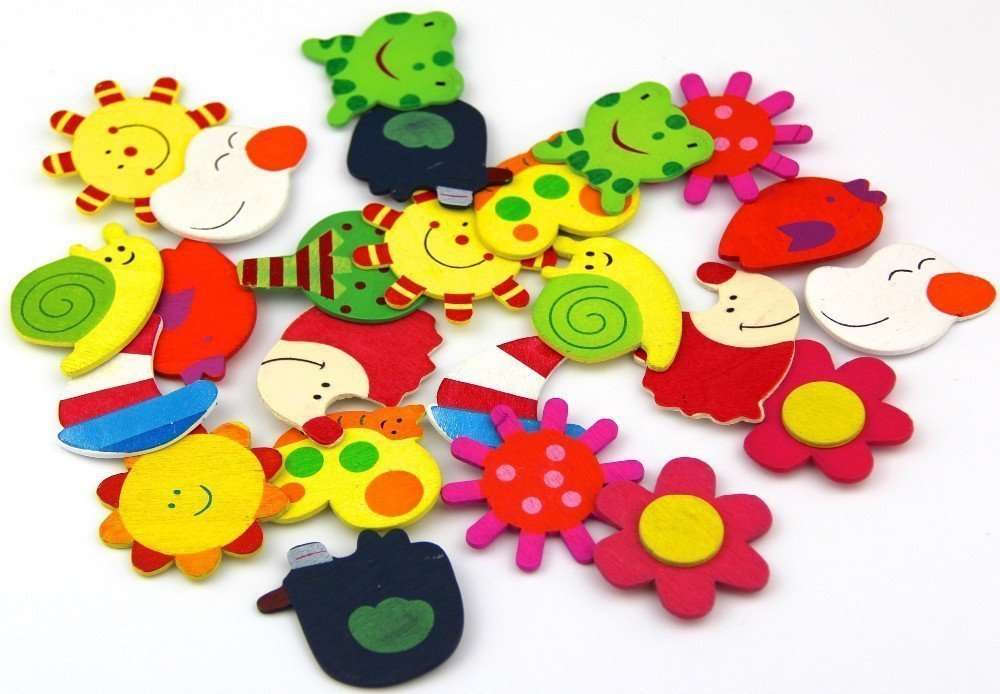 eS³kube Nature Themed Wooden Cartoon Magnets (Assorted) - Set of 48 5