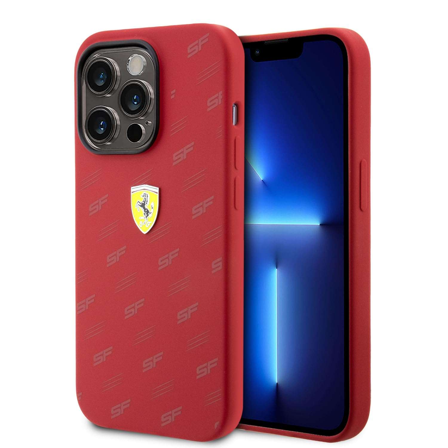 CG MOBILE Ferrari Phone Case Compatible with iPhone 15 Pro Max in Red All-0ver SF, Silicone Smooth, Anti-Scratch, Smooth Protective Case with Easy Snap-on, Shock Absorption & Signature Logo 1