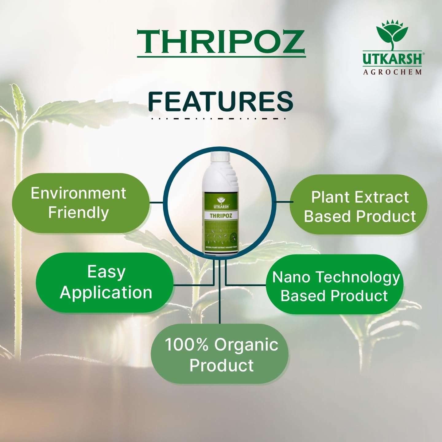 Utkarsh Thripoz | Natural Plants Extract Against Thrips | Natural Plant Protector for Sucking Pests- Aphids and White Fly| 1 Litre; Pack of 1 4