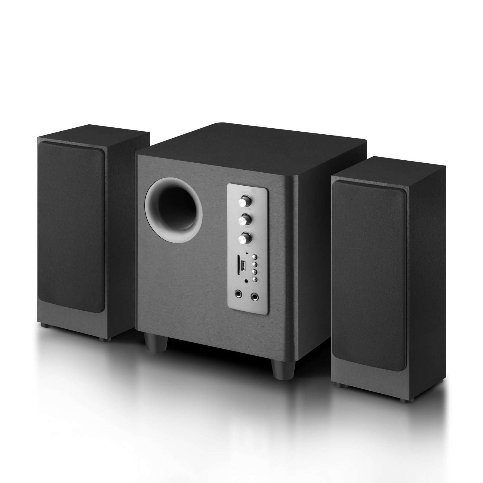 Elimavi TV Surround Sound System with 5.5-inch Subwoofer and 3-inch Mid Tweeter for Home Theater Speakers, 60W Peak Power, Support RCA/BT/TF Card Inputs Suitable for TVs, PCs 1