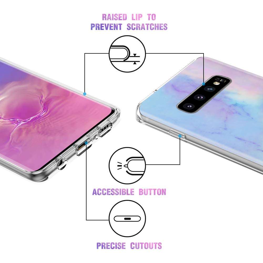 Caka Case for Galaxy S10 Marble Case Slim Anti Scratch Shockproof Luxury Fashion Silicone Soft Rubber TPU Protective Case for Samsung Galaxy S10 (Opal) 2