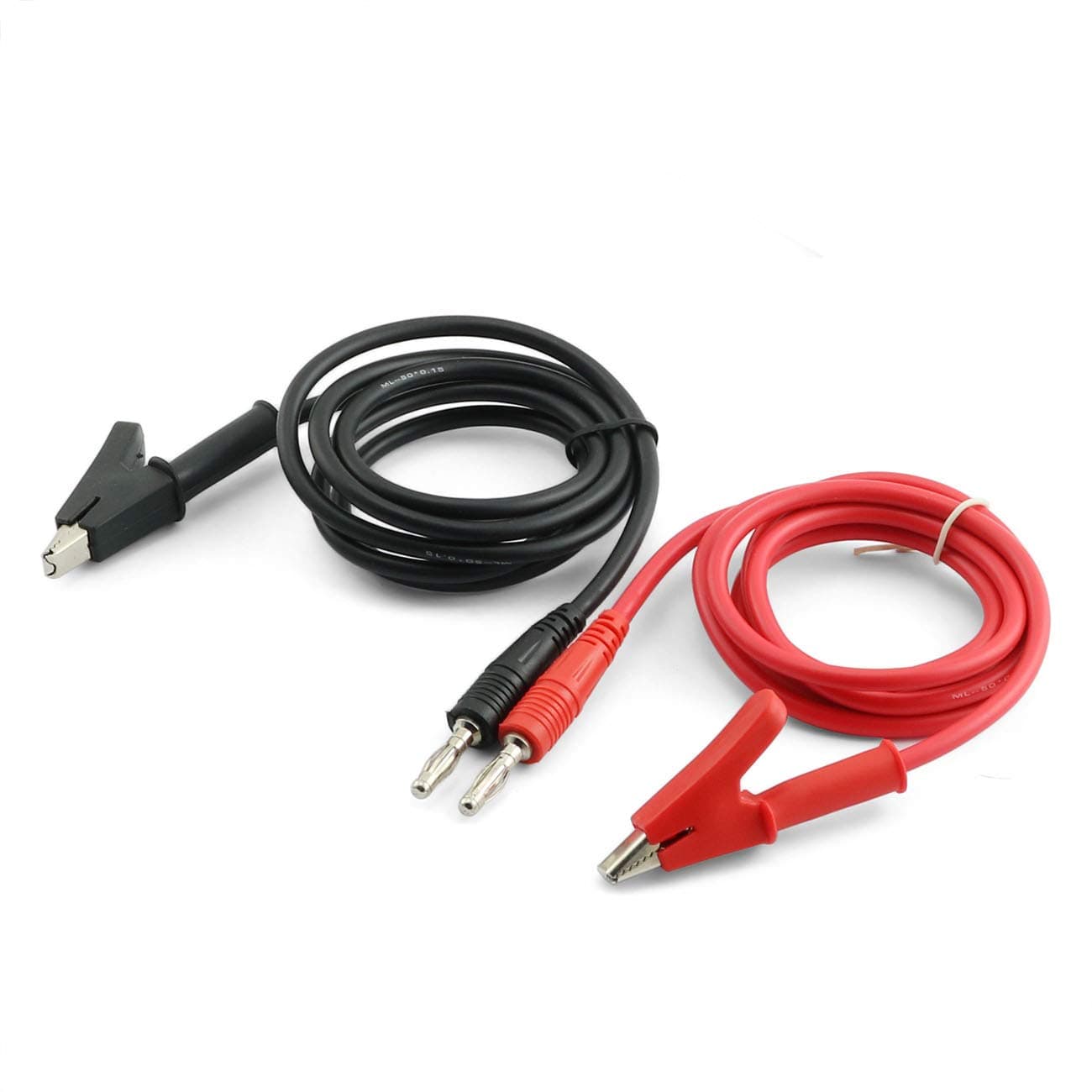 RuiLing 2-Pack 15A 1M Banana Plug to Crocodile Alligator Clip Test Lead Wire Cable Set (1pcs Black, 1pcs Red) 1