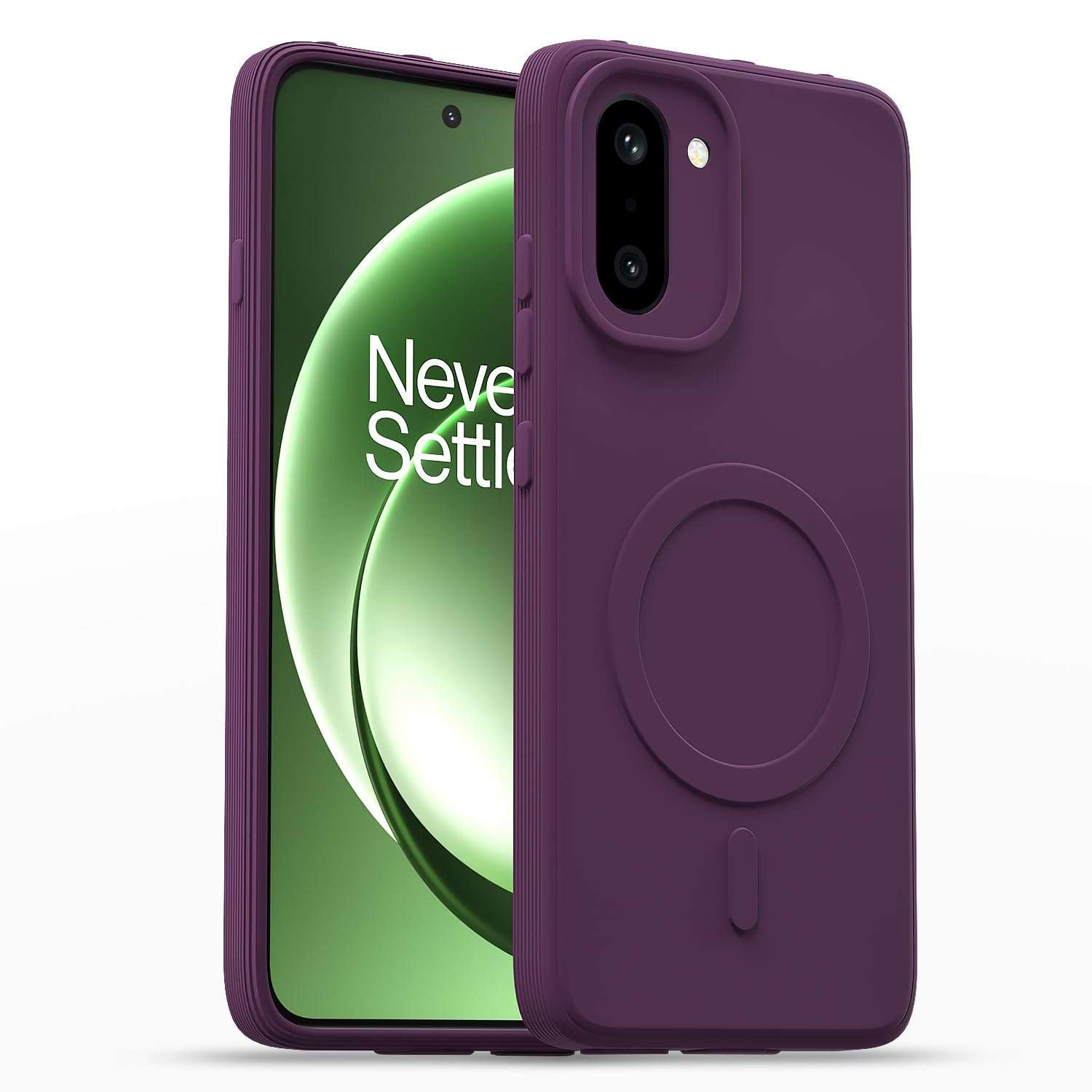 Outlouders Back Cover for OnePlus 15R 5G Soft Matte Silicone Cover with Slim Fit | Mag-Safe Logo (Not Mag-Safe Compatible) | Shockproof | Camera Protection Bumper Case (Purple) 1