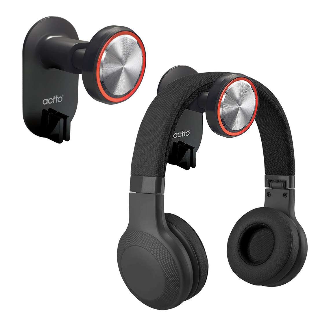 actto Extensible PC Gaming Headset Headphone Hook Holder with Cable Clip 3M VHB Tape, Cable Organizer, Universal Stand for All Brands, Earbuds, Earphones, Wall Under Desk, Headset Holder Mount 1