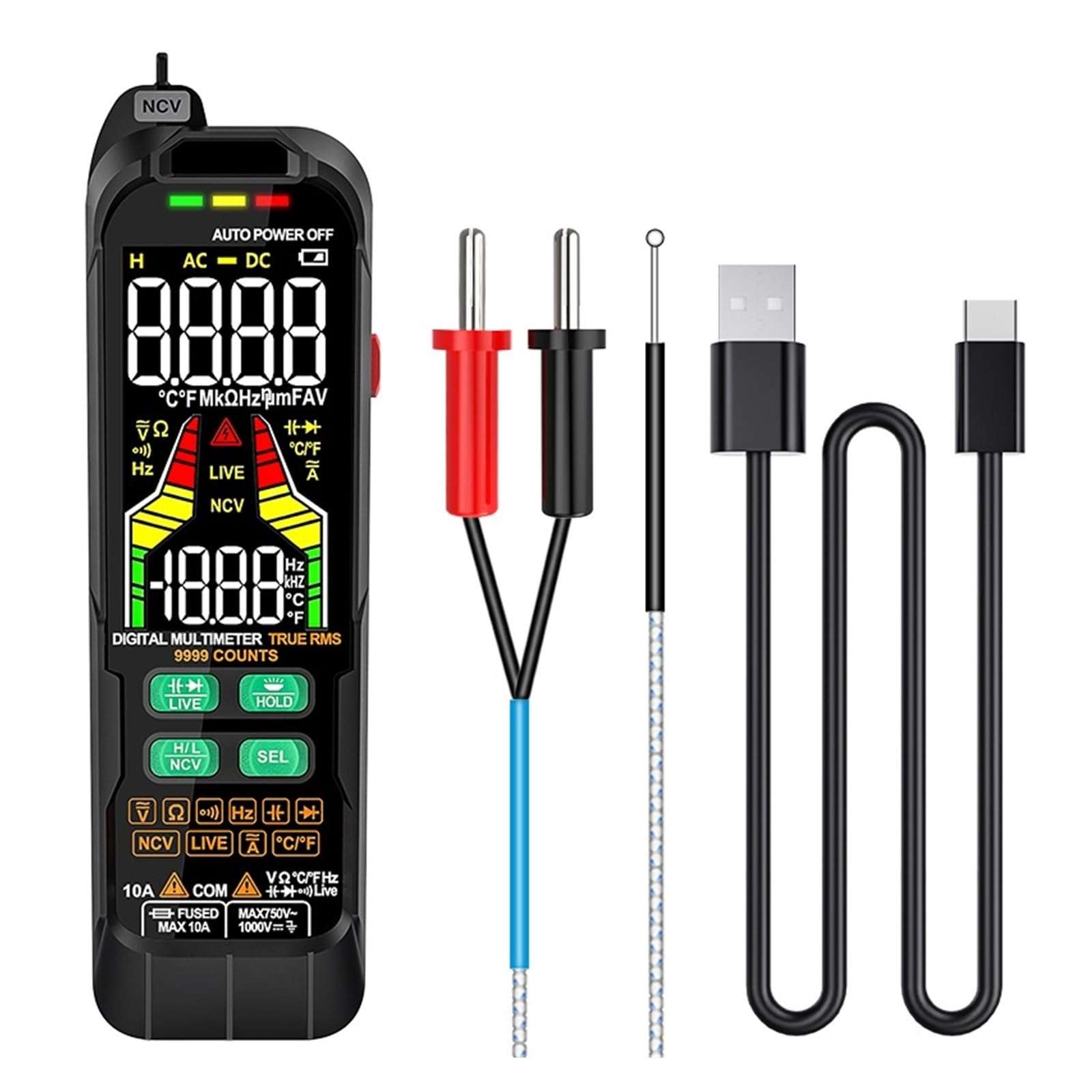 LIBODD Smart Multimeter Digital Mini Automotive Profesional Tester True RMS NCV AC DC Voltage Tester Portable Electric Meter(T1-C) 3