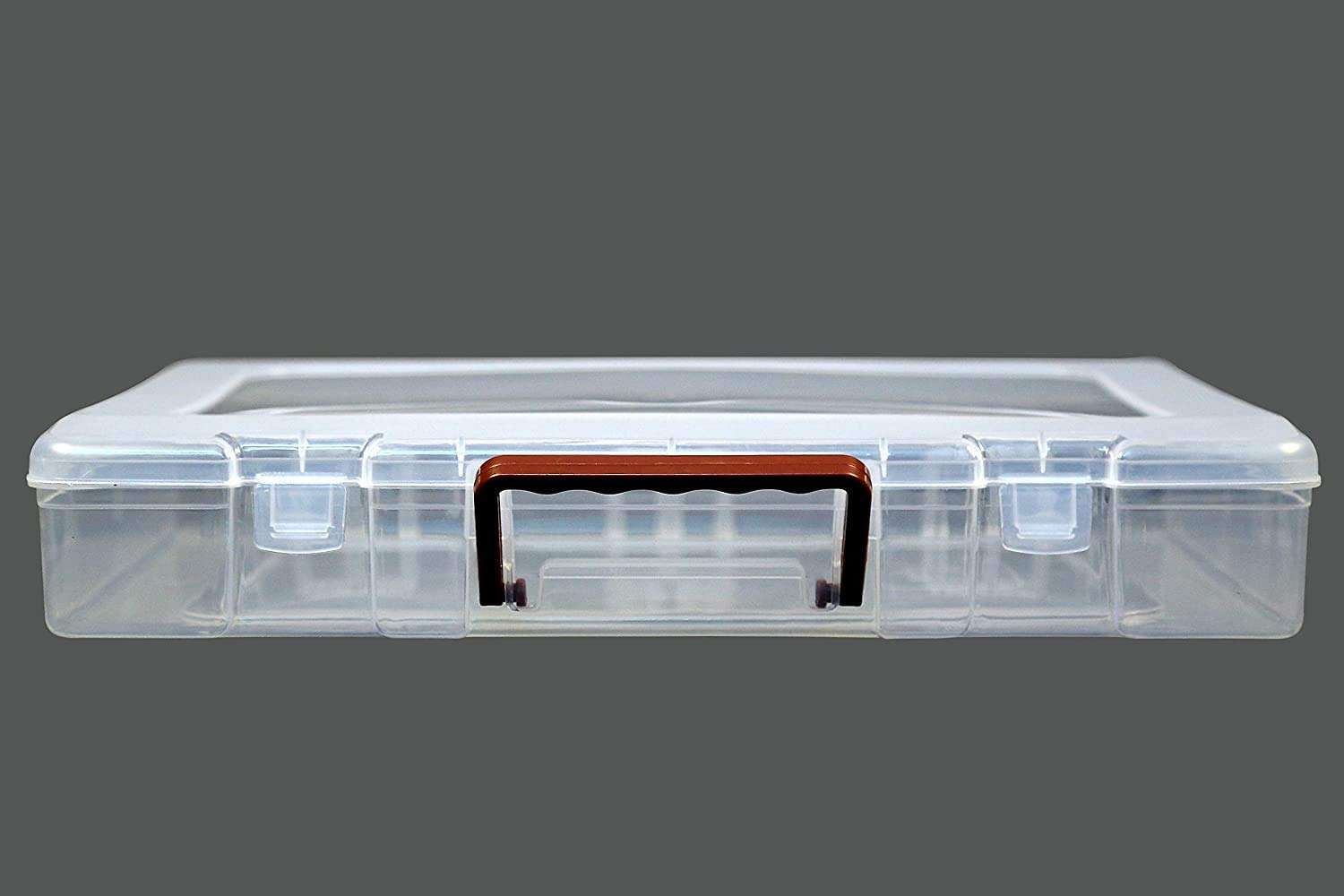 SHYONA Multi-Purpose Rectangular Plastic Storage Box with Locks and Handle | Matte Finish Transparent Plastic Organizer Box for Saree, Laptop, Books & Clothes - (15 x 12 x 2.5 inch), (Pack of 10) 4