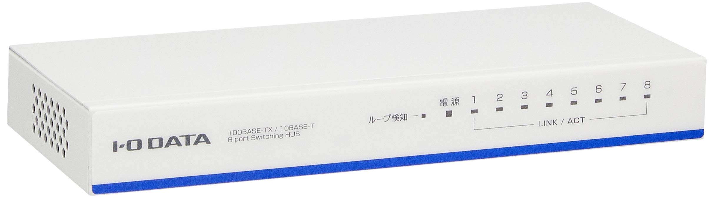 I-O Data ETX-ESH08NCW Switching Hub, 8 Ports, LAN Hub, Supports 10/100 Mbps, Power Saving, Loop Detection Function, 3 Year Warranty 1
