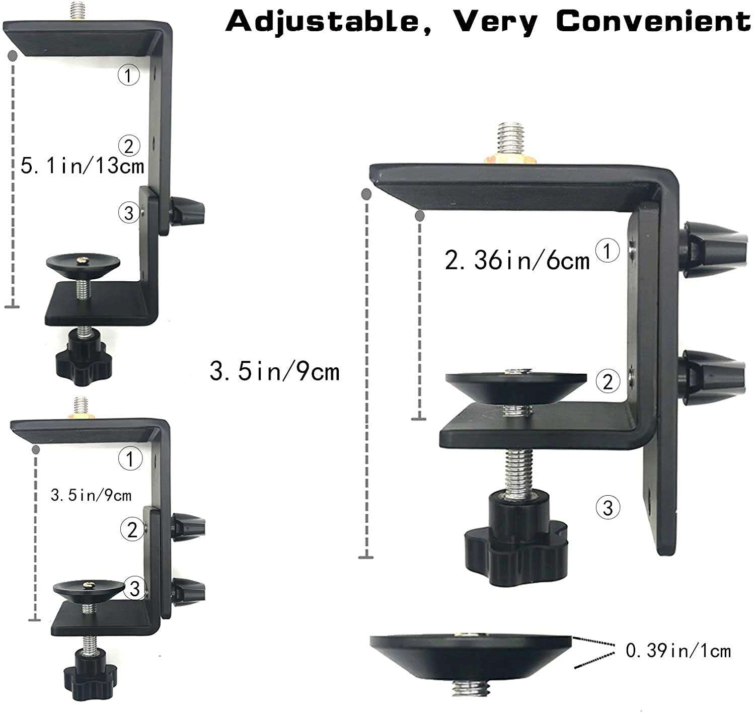 SHOPEE Desk Mount Stand, 12-20inch Tabletop C Clamp Mount Stand, Adjustable Table Meral Light Stand with Standard 1/4" Screw Tip for DSLR Camera, Ring Light, Video Light, Panel Light 5