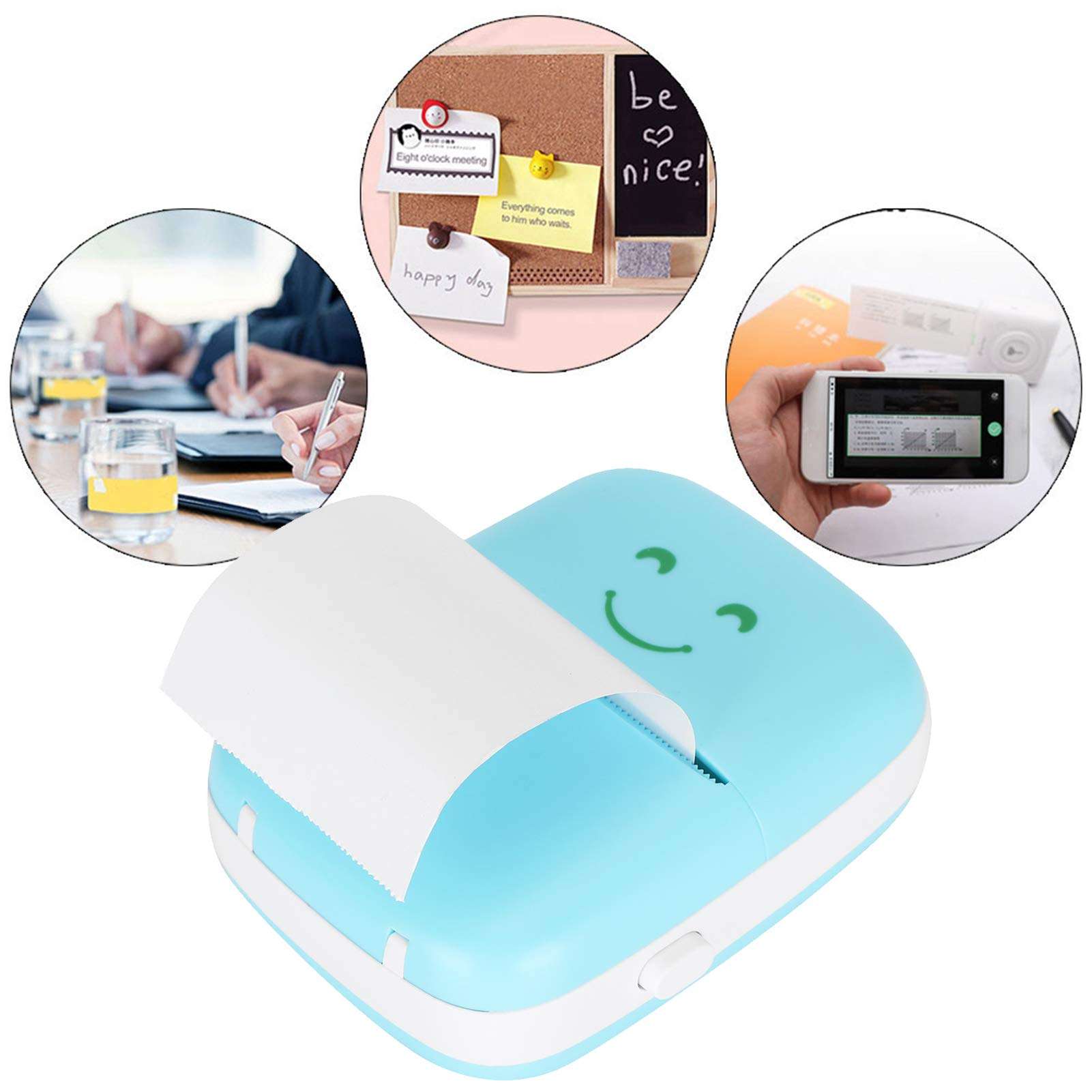 Pocket Printer,Mini Bluetooth Wireless Portable BT Thermal Printer,Mobile Printer Label Photo Printer,Compatible with All Smartphones,for Learning Assistance,Study Notes,Journal,Fun,Scrapbook,Blue 6