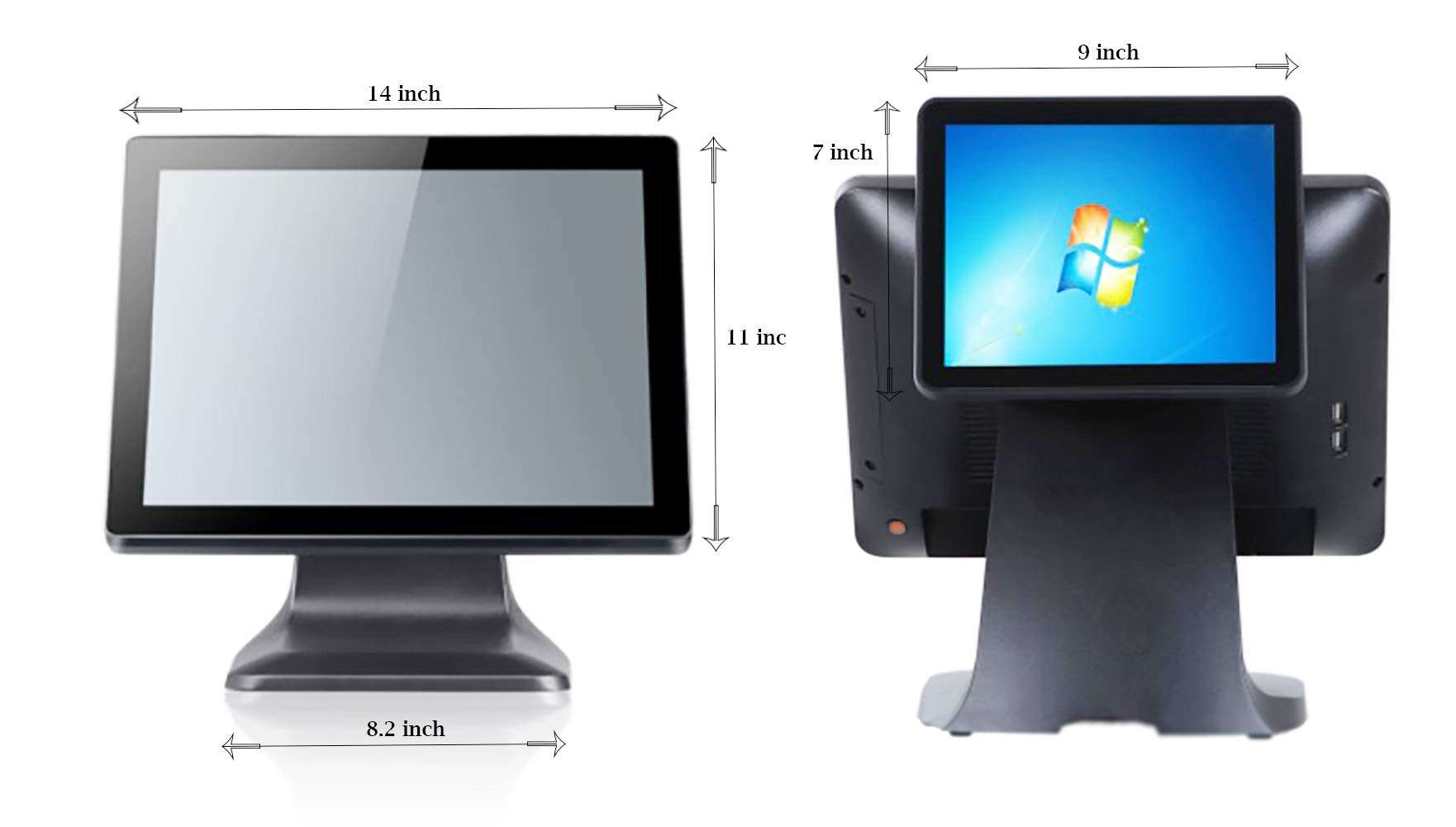 POS Cash Register POS Machine 4G+64G with 15” Touch Screen Monitor WiFi Module Windows 10 for Small Business, Restaurant, Supermarket, Grocery, Convenience, Pharmacy, Retail (Double Screen) 4