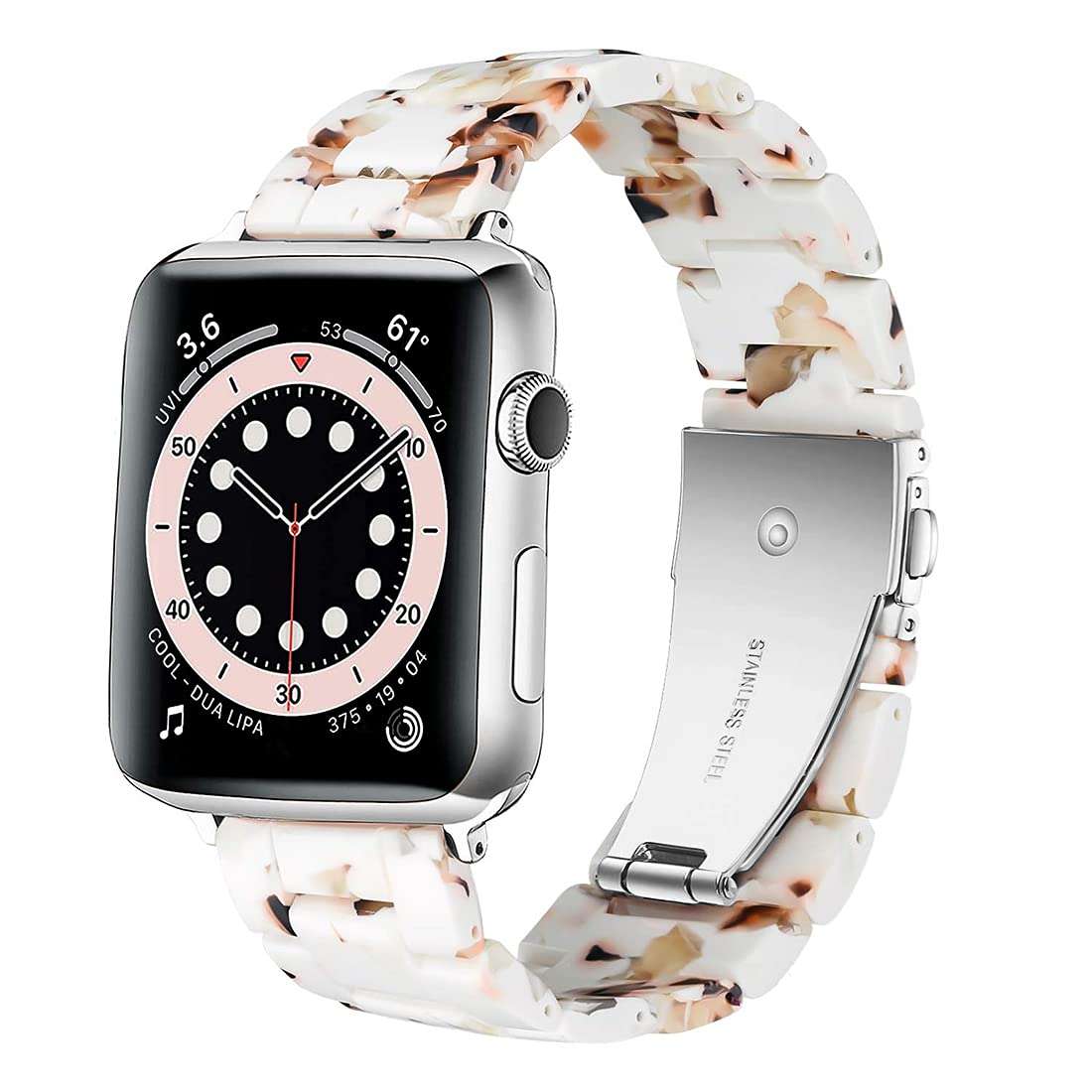 Resin Band Compatible for Apple Watch Band 38mm 40mm 41mm, Lightweight Wristband Replacement Bracelet for Apple Watch Series 9 8 SE2 7 SE 6 5 4 iWatch Strap, Nougat White 1
