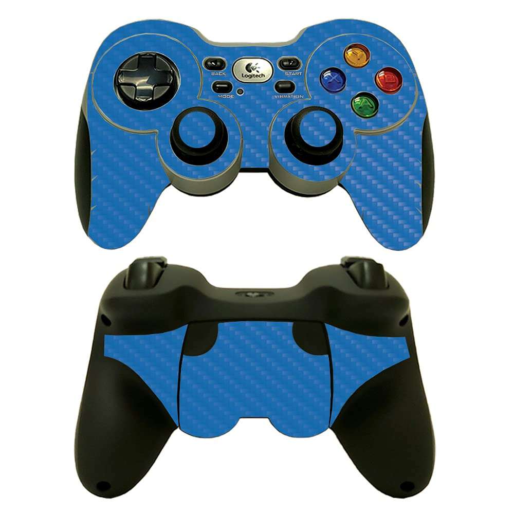 MightySkins Carbon Fiber Skin Compatible with Logitech Wireless Gamepad F710 - Solid Blue | Protective, Durable Textured Carbon Fiber Finish | Easy to Apply and Change Styles | Made in The USA 1