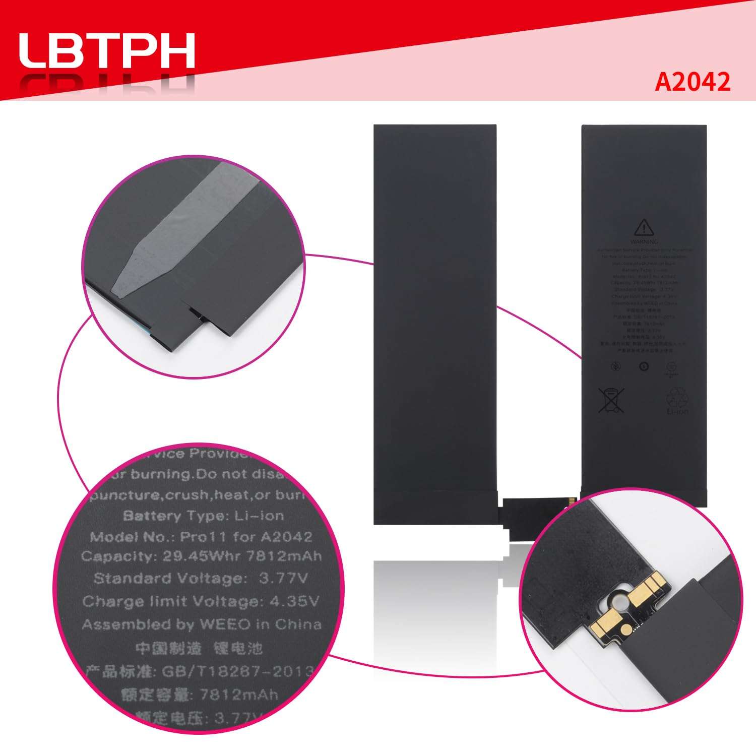 New A2042 Battery Replacement Compatible for iPad Pro 11 2018 1st A1934 A1979 A1980 A2013 A2042/EMC 3222 3221 LTE GSM WiFi Cellular Series 3.8V 29.26Wh 7700mAh with Repair Tools kit 5