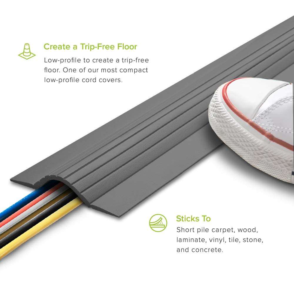 UT Wire 5-Feet Cable Blanket High Capacity Low Profile Cord Cover and Protector, Grey 3