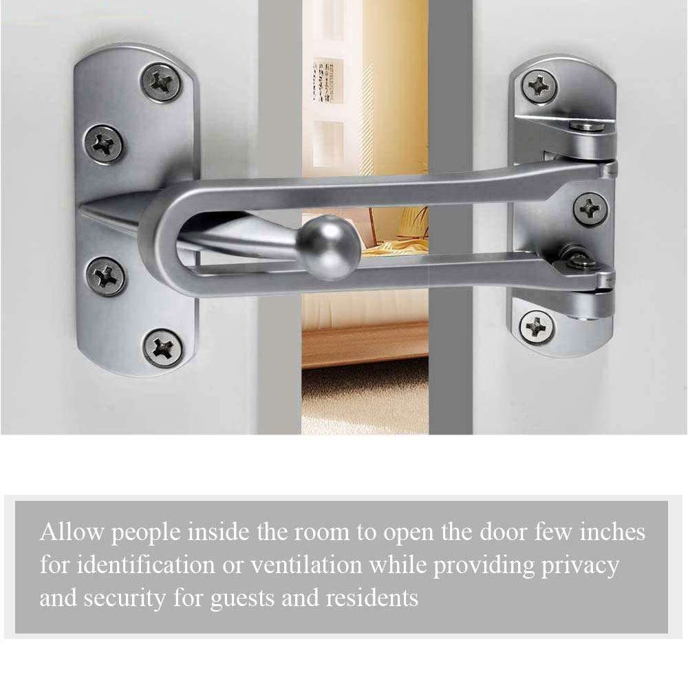 NACTECH 2 Pack Door Security Guard Swing Bar Lock Heavy Duty Aluminium Alloy Latch Guard Clasp for Home Hotel Office 4