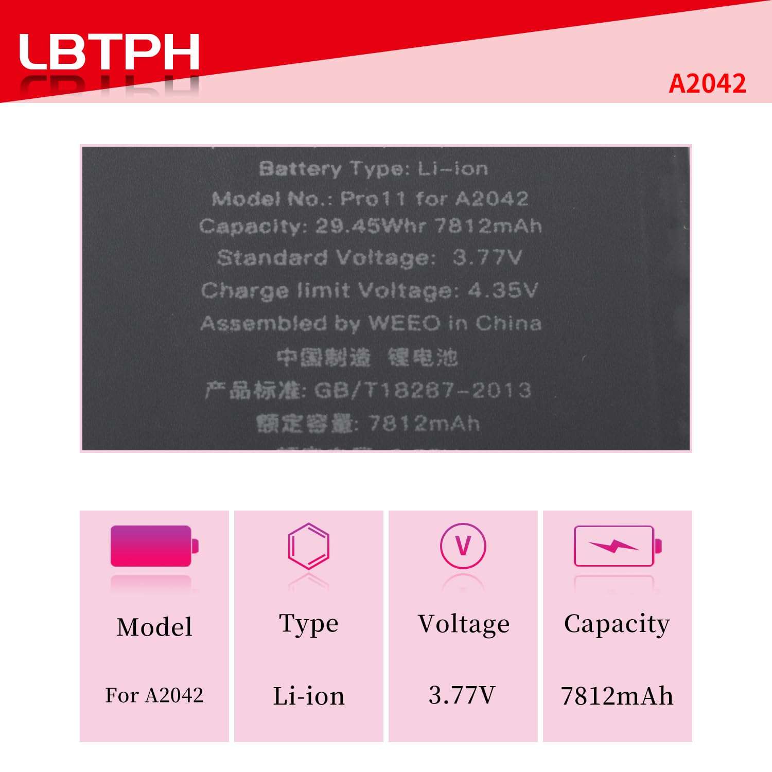 New A2042 Battery Replacement Compatible for iPad Pro 11 2018 1st A1934 A1979 A1980 A2013 A2042/EMC 3222 3221 LTE GSM WiFi Cellular Series 3.8V 29.26Wh 7700mAh with Repair Tools kit 3