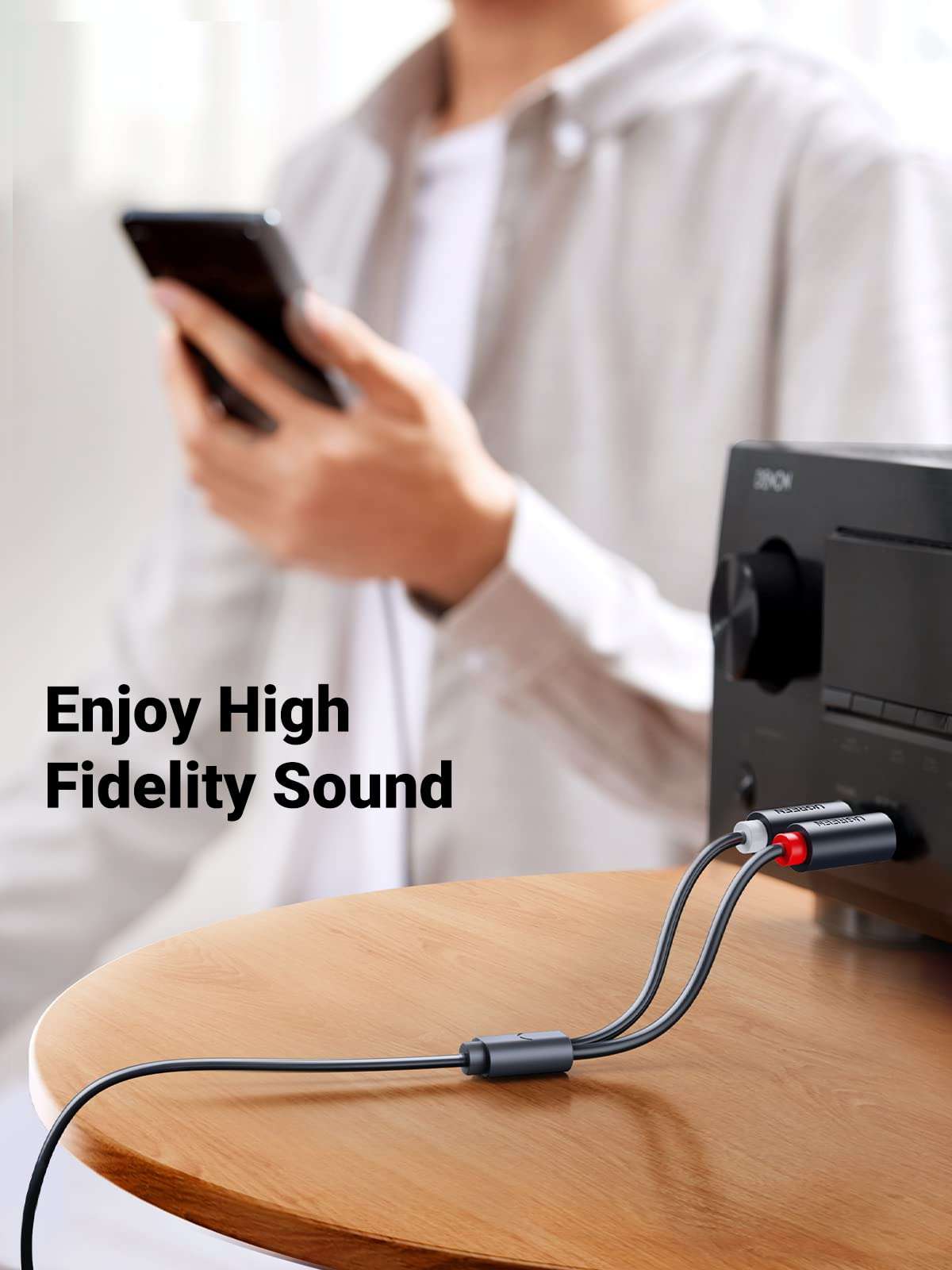 UGREEN 3.5mm Female to 2 RCA Male Cable Gold Plated Stereo RCA Auxiliary Audio Adapter Flexible Metal Shell Y Splitter Aux Cord Compatible with iPod MP3 DVD DJ Controller Mixer Speaker, 3FT 2