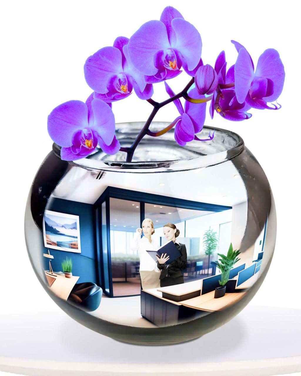 Skywin Convex Mirror Vase Silver Cubicle Decorations - 4.5 Inch Multipurpose Cubicle Mirror, Desk Mirror to See Behind You - Aesthetic Office Cubicle Accessories, Office Cubicle Decor Organizer 1
