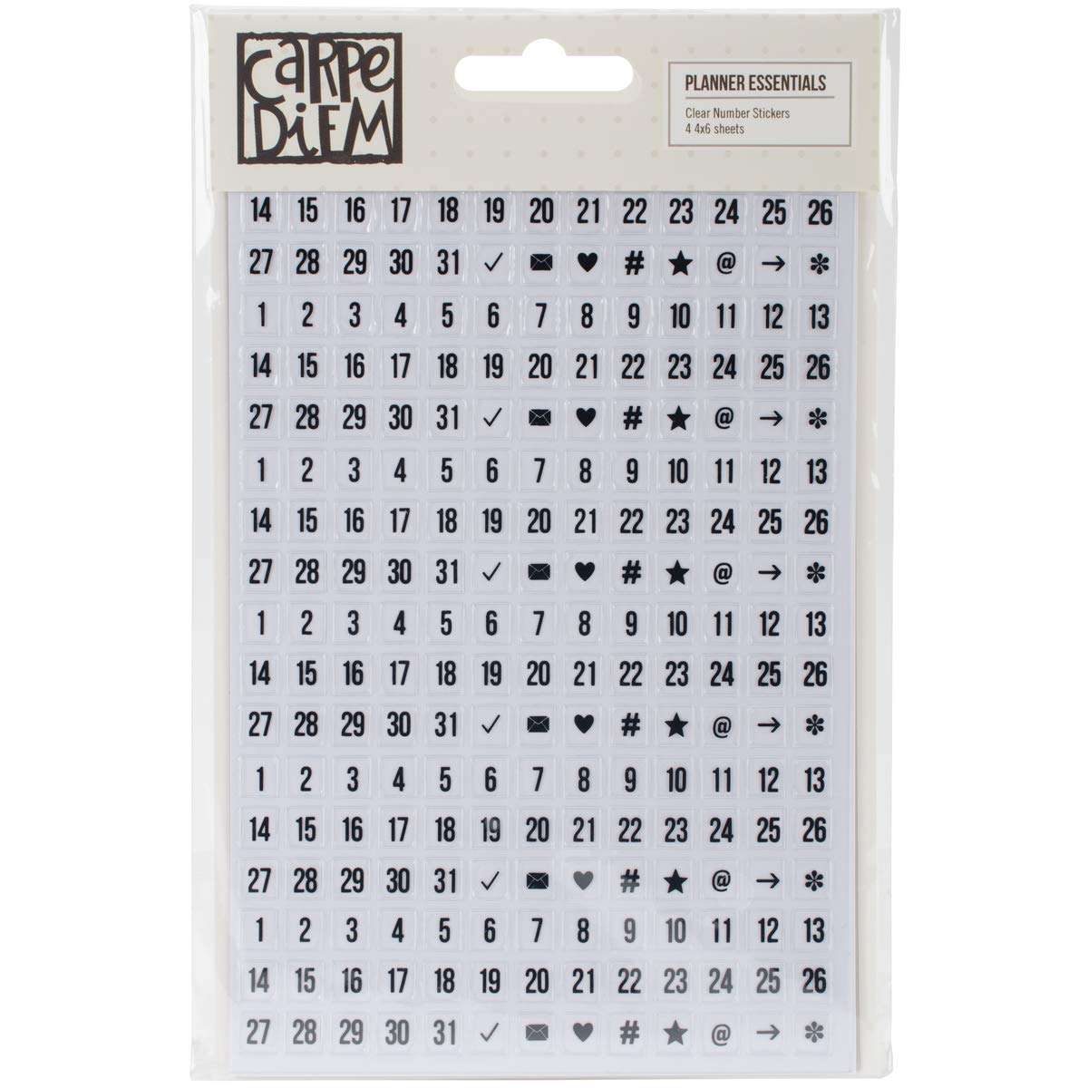 Carpe Diem by Simple Stories Planner Essentials Clear Number Stickers