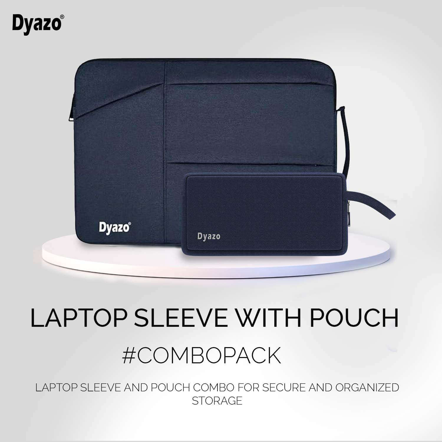 Dyazo 15-15.6 Inch Laptop Sleeve Bag with Three Front Pocket | Water Resistant & Shockproof Protective Cover with Charger Pouch | Compatible for Dell, HP, MacBook, Lenovo, Asus, Acer & More (Blue) 3