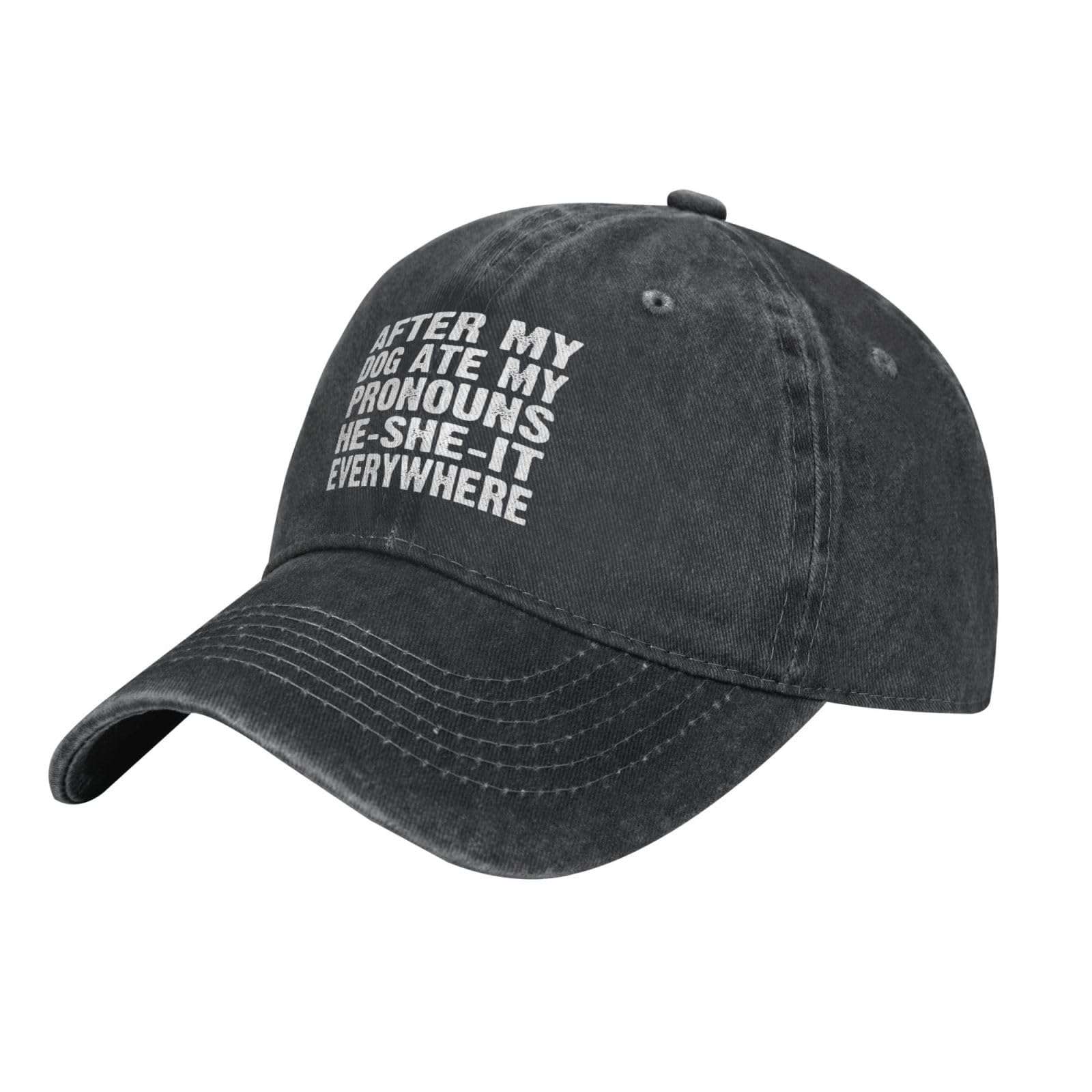 After My Dog Ate My Pronouns He She It Everywhere Hat Denim Caps Adjustable Strap for Men Women 3