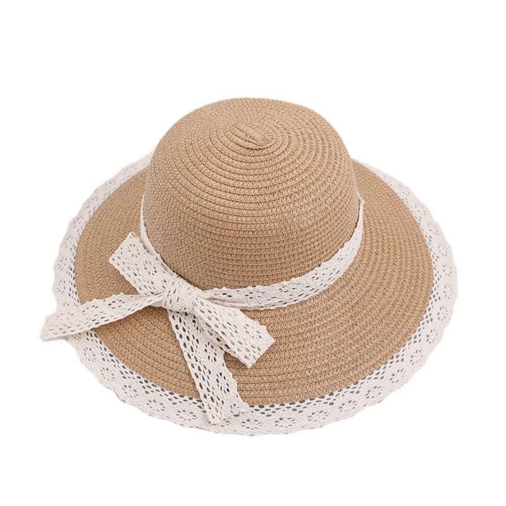 Straw Sun Hat Foldable Packable Summer Beach Hat Crochet Hat Sun Protection Hat for Women Girls (C-Khaki) 5