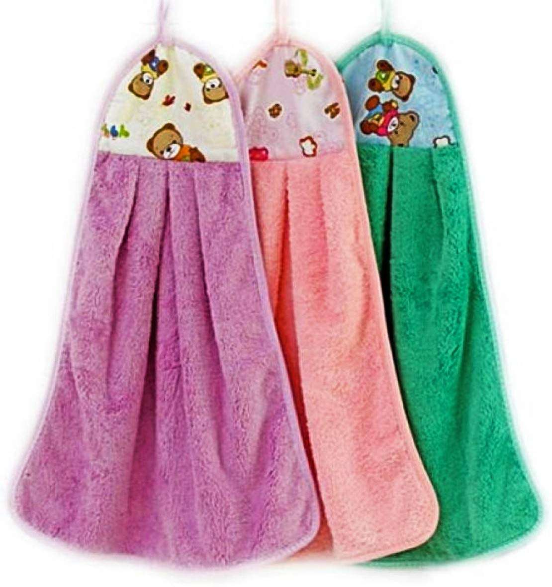 VORDVIGO Hanging Hand Towel for Washbasin and Kitchen (Multicolor) - Pack of 3 2
