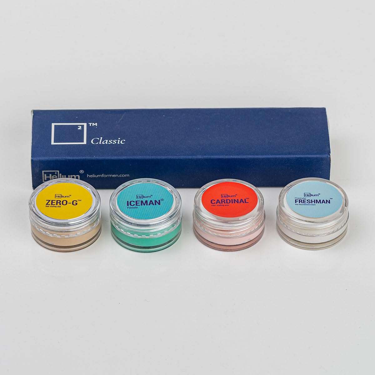 Helium Classic Sample Pack – Hair Cream | Hair Wax | Hair Pomade | Hair Clay – Four Samples of 0.3 Oz each. 4