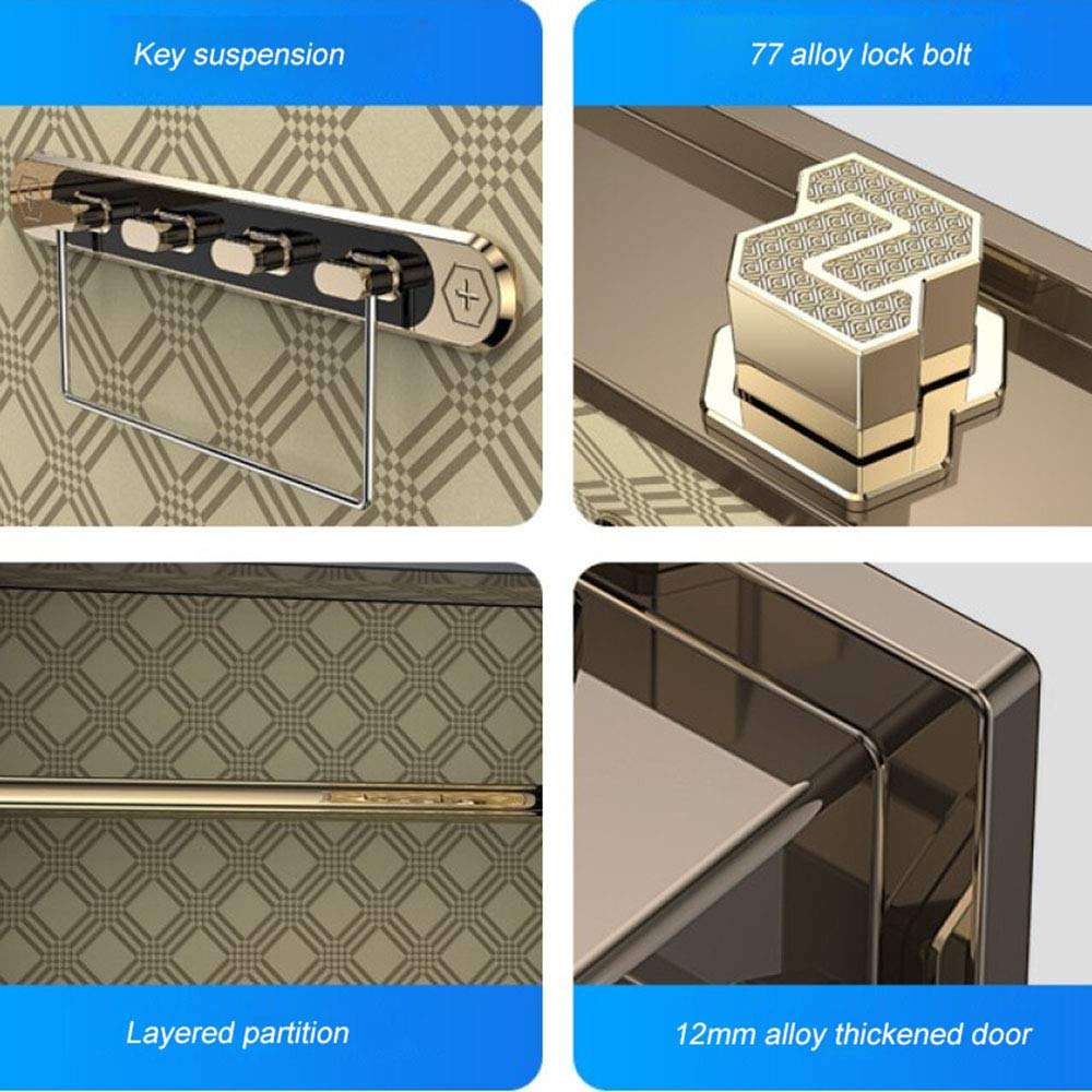 WXLSQ Digital Electronic Safe Security Box, Deposit Safe for Home & Office, Cabinet Safe, Fingerprint Recognition System Lock Box Security Safe Box,Brown 3