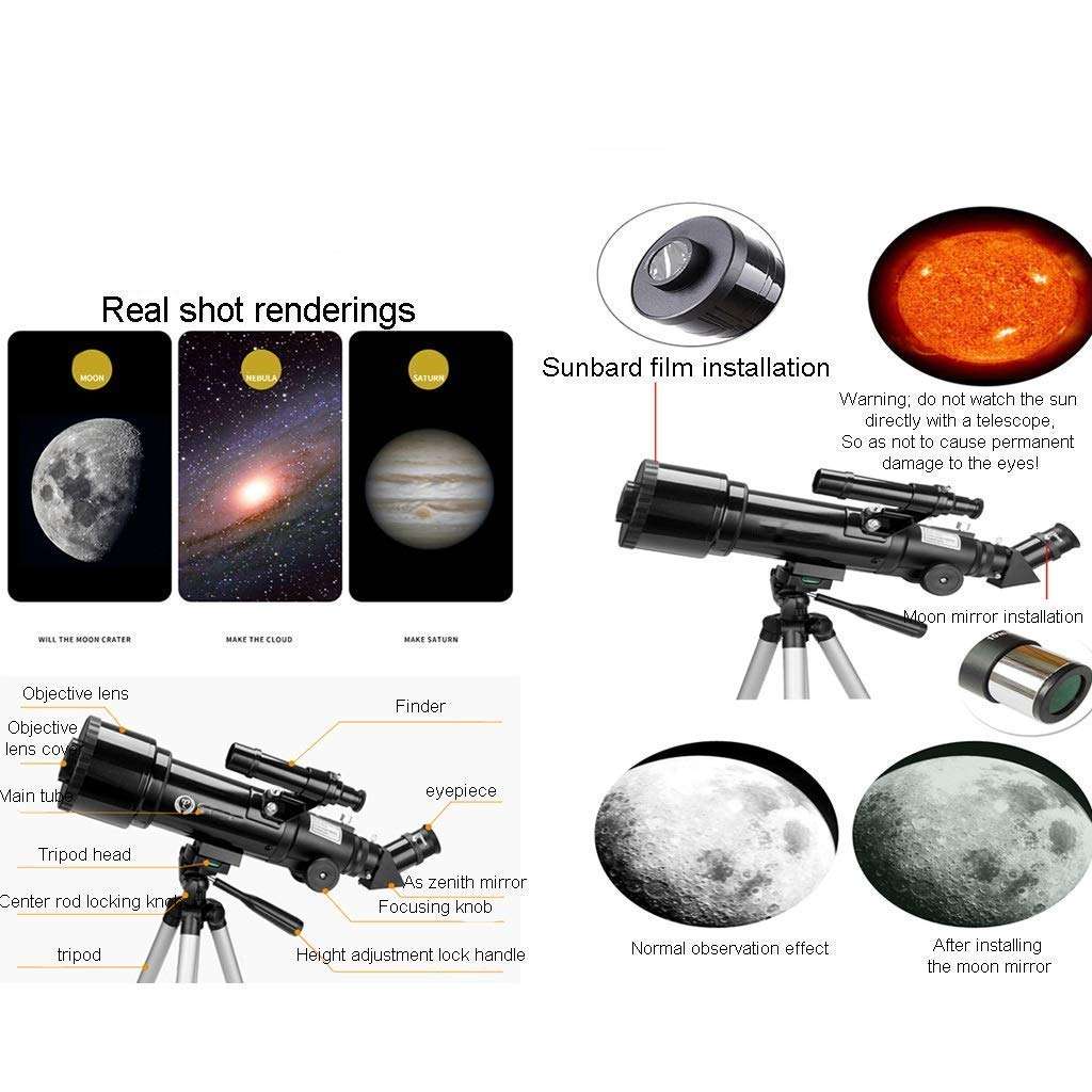 CUTPOIY Children's Astronomical Telescope, Entry-Level Telescope,70mm Aperture 400mm Mount Astronomical Refractor Telescope,The (Color : Package 1) (Package 1) 5
