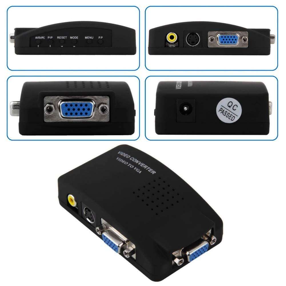 Yosoo CCTV BNC Camera Composite S-Video to VGA Converter Adapter in to PC VGA LCD Out 5