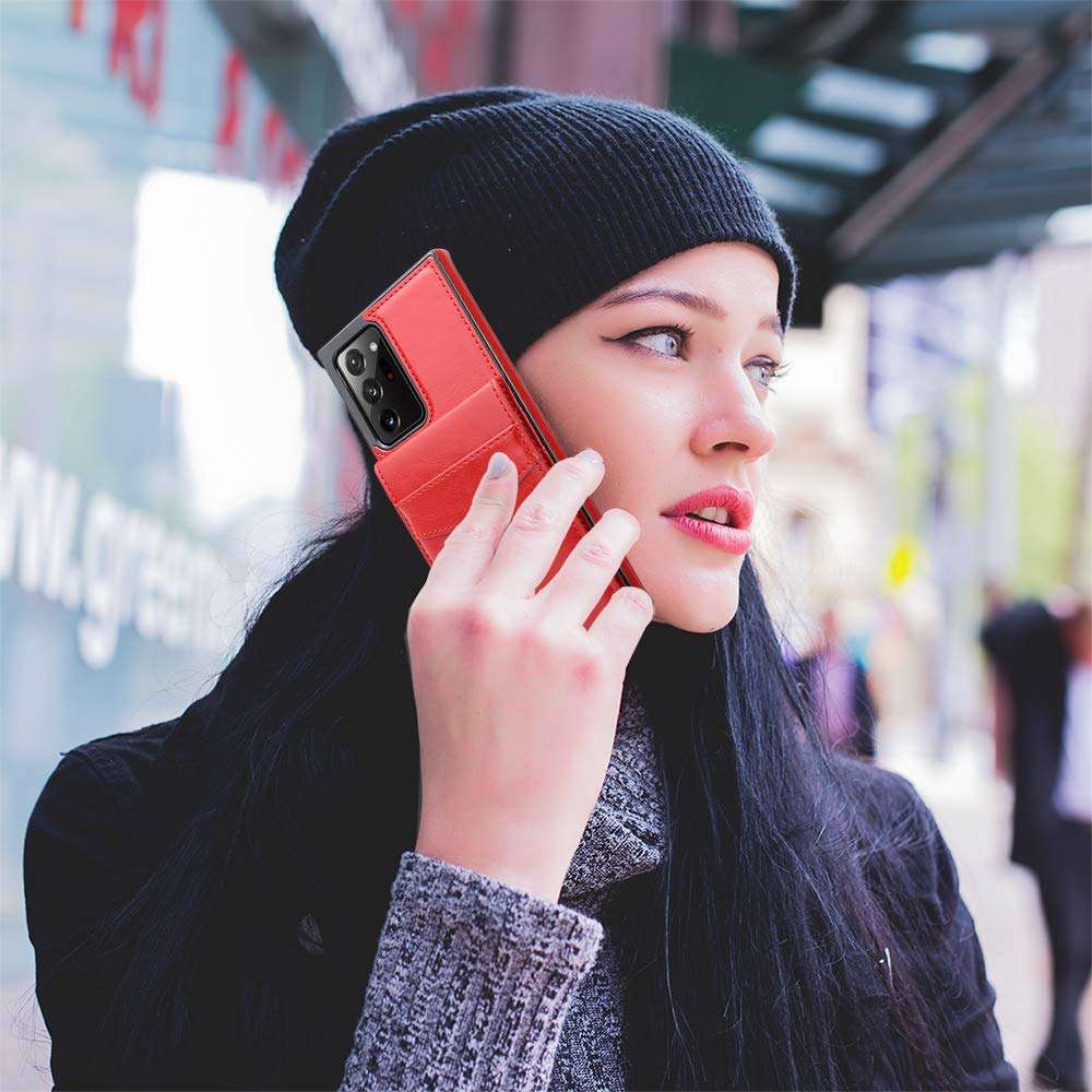 Samsung Note 20 Ultra Case, LakiBeibi Dual Layer Lightweight PU Leather Galaxy Note 20 Ultra Wallet Case with Card Holders Magnetic Lock Flip Phone Case for Samsung Galaxy Note 20 Ultra, Red 6