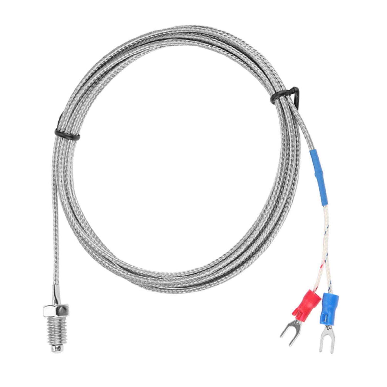1pc M8 Screw Thread Type K Thermocouple Temperature Sensor Stainless Steel Shielded Wire 0-400℃ 1m/2m/3m Wire(2M) 6