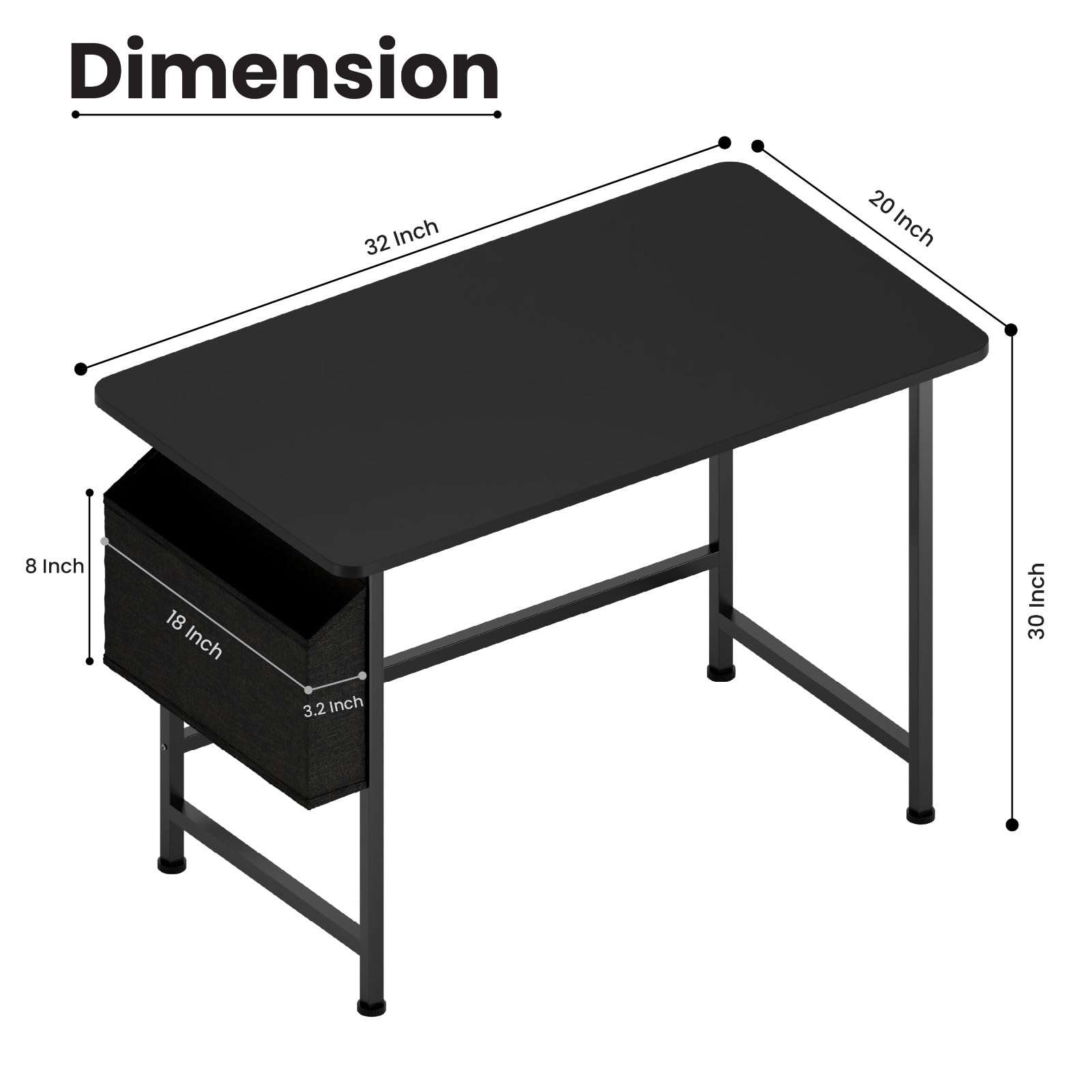 WONDWILD Office Computer Table for Home/Writing Desk for Office/Folding Table for School/Folding Study Table/Work from Home Multipurpose Table (BBLACK) 5