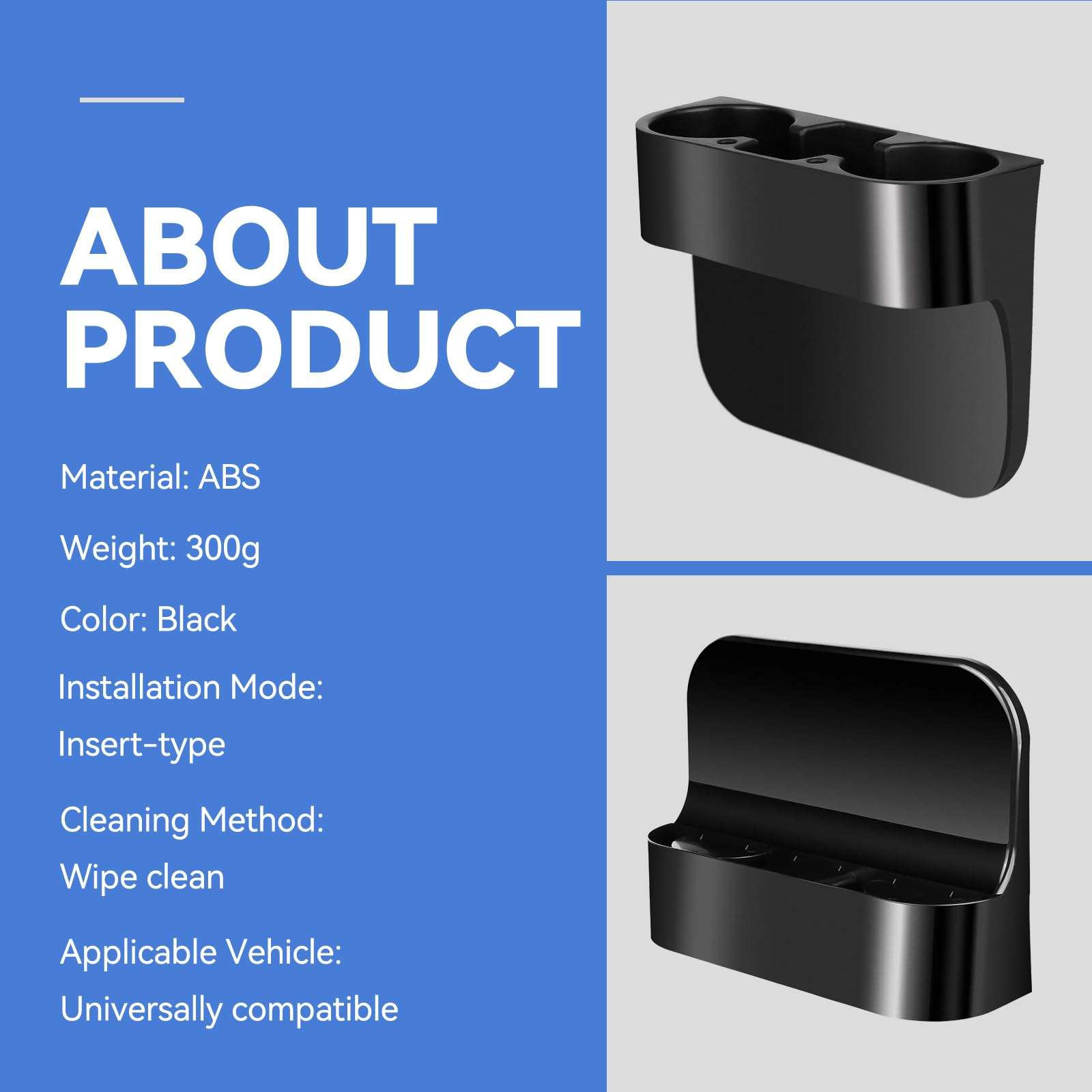 AULESSE 2PCS Seat Wedge Cup Holder for Car, Seat Gap Filler Cup Organizer Storage Box with Coaster(Black) 5