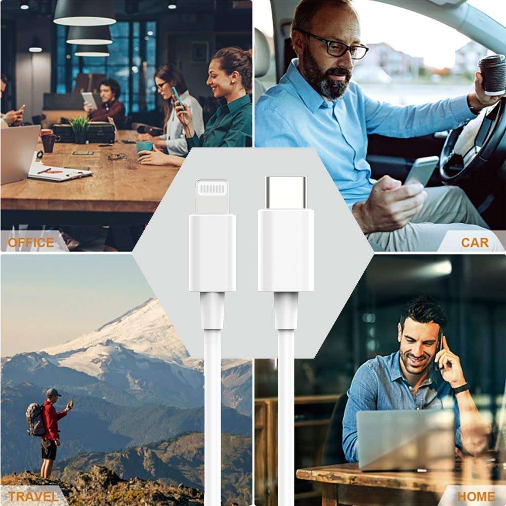 Avaxon Fast Charger cable USB- Type C to lightening Cable Compatible for iphone 14/ 14 Plus/ 14 Pro/ 14 Pro Max/13,13 Pro,13 mini, 13 pro max/12pro,12,12 Mini,12 pro max,11 promax/i pad / only cable/White 5