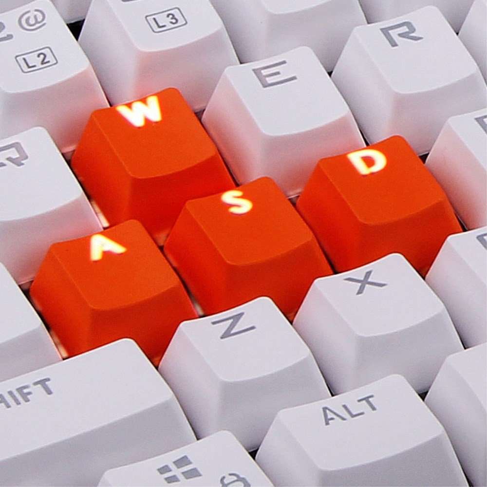 Honbay 9 Orange PBT Keys Backlit Translucent Keycaps for Mechanical Keyboard with Red Key Puller 4