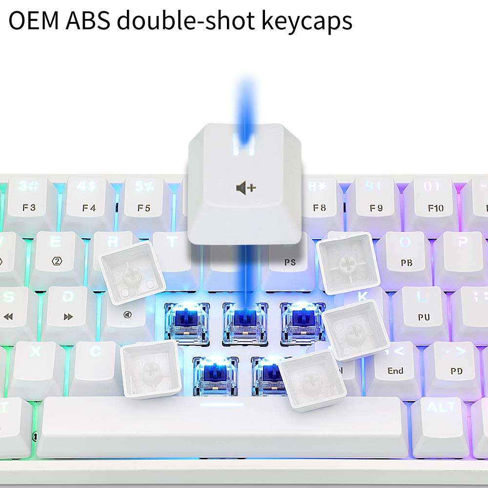 EPOMAKER SKYLOONG SK64 GK64 64 Keys Hot Swappable Mechanical Keyboard with RGB Backlit, ABS Keycaps, Arrow Keys, Programmable for Win/Mac/Gaming (Gateron Optical Brown, White) 3