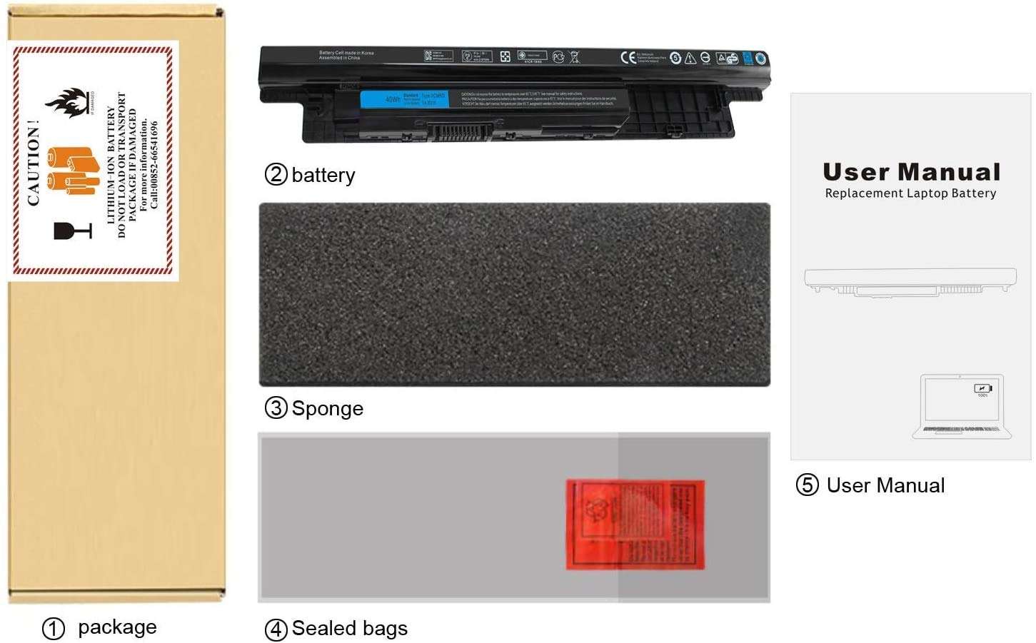 40WH XCMRD Battery for Dell Insprion 15 3000 Series 15 3521 3537 3531 3541 3542 3543 3878 15R 5521 5537 14 3421 3442 3443 17 3721 3737 17R 5721 5737 Latitude 3440 3540 T1G4M 49VTP P28F P40F P26E 6