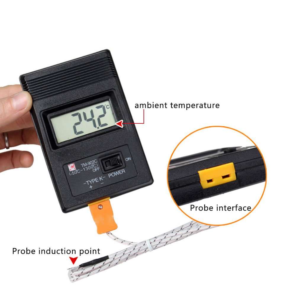 Pinhaijing TM-902C Temperature Meter K Type LCD Digital Thermometer Thermocouple Probe 1300 3