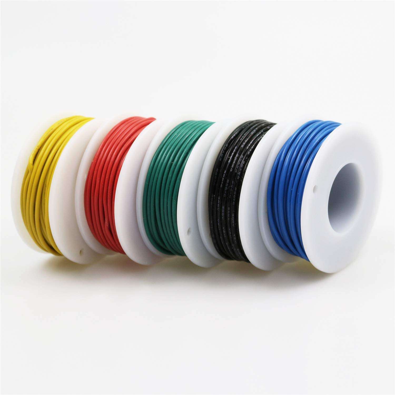 FEP Teflon High Temperature Wire of 24awg with Red Blue Green Yellow Black Colors in Box Each Color 10m Magnet Wire. 5
