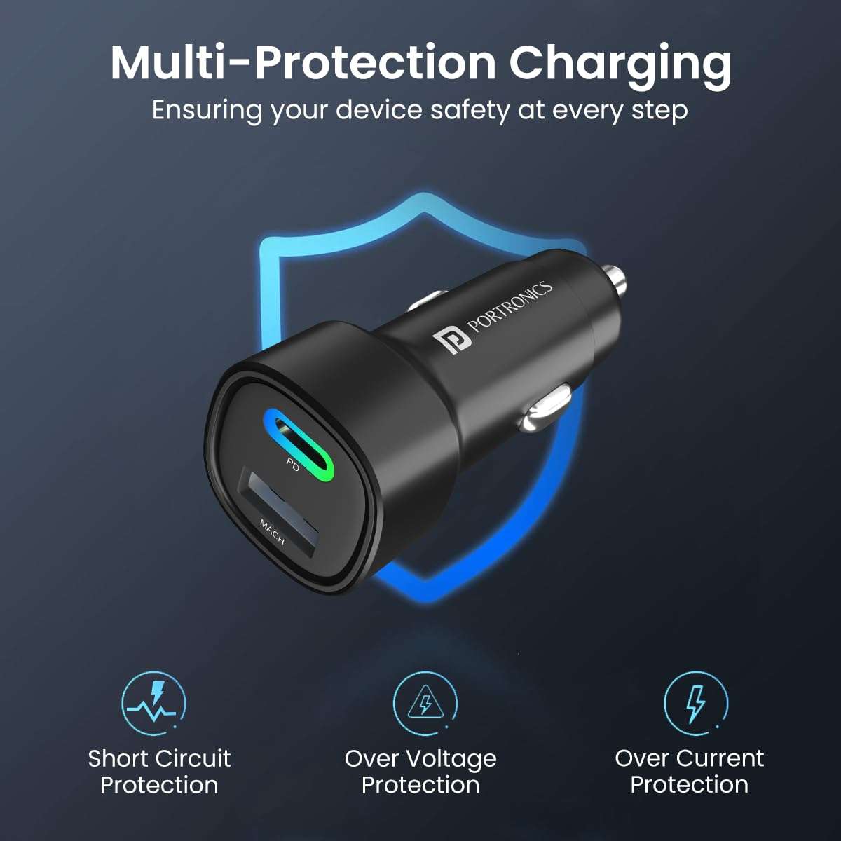 Portronics Dual Output Fast Car Charger with 30W Type-C PD & 30W USB, LED Indicator, Charging Adapter Compatible with Cars for iPhone & Android Smartphone, Smartwatch, Earbud, Power Bank (Black) 6